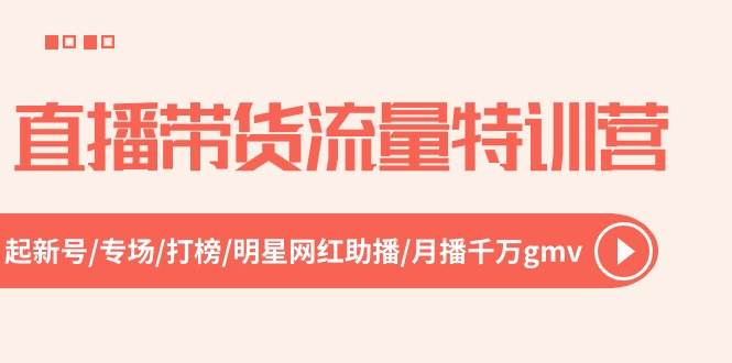 直播带货流量特训营，起新号-专场-打榜-明星网红助播 月播千万gmv（52节）-布丁源码-专业的网站源码代码分享平台!