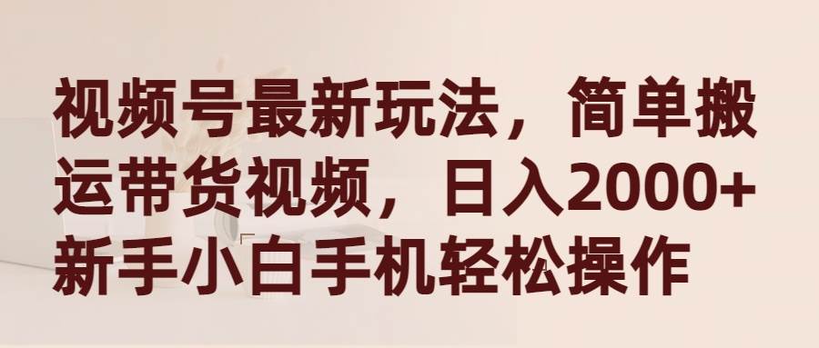 视频号最新玩法，简单搬运带货视频，日入2000+，新手小白手机轻松操作-布丁源码-专业的网站源码代码分享平台!
