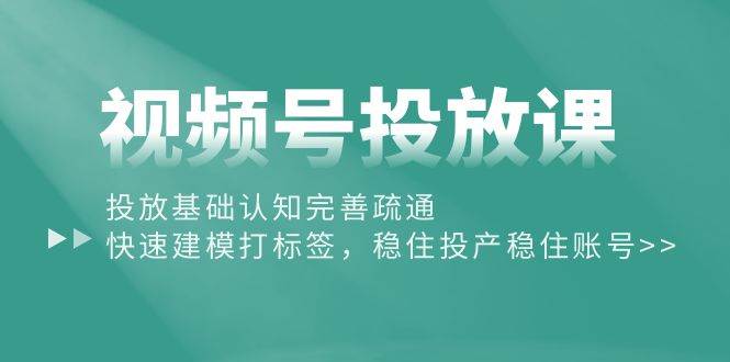 视频号投放课：投放基础认知完善疏通，快速建模打标签，稳住投产稳住账号-布丁源码-专业的网站源码代码分享平台!