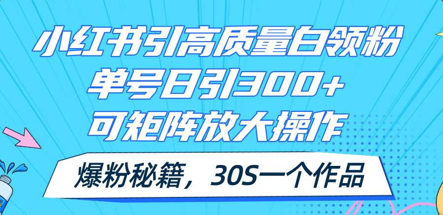 小红书引高质量白领粉，单号日引300+，可放大操作，爆粉秘籍！30s一个作品-布丁源码-专业的网站源码代码分享平台!