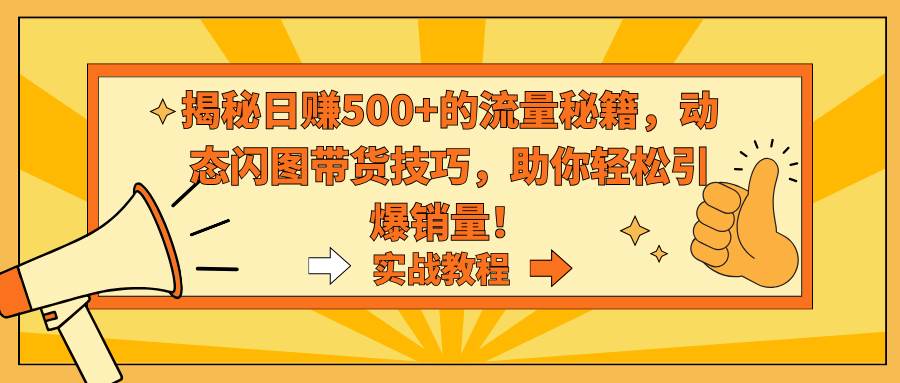 揭秘日赚500+的流量秘籍，动态闪图带货技巧，助你轻松引爆销量！-布丁源码-专业的网站源码代码分享平台!