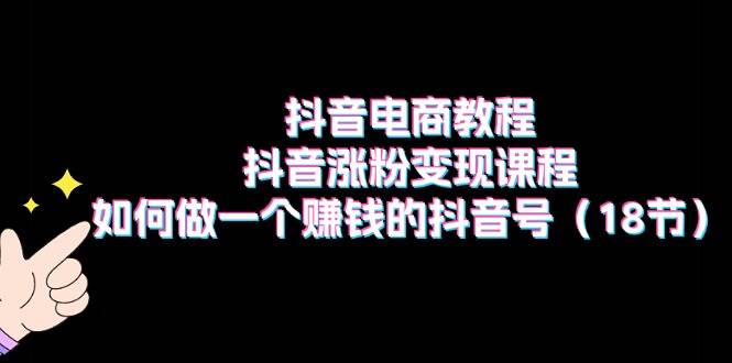 抖音电商教程：抖音涨粉变现课程：如何做一个赚钱的抖音号（18节）-布丁源码-专业的网站源码代码分享平台!