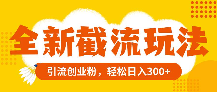 全新截流玩法，精准引流创业粉，轻松日入300+-布丁源码-专业的网站源码代码分享平台!