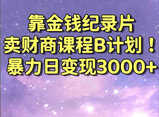 靠金钱纪录片卖财商课程B计划！暴力日变现3000+，喂饭式干货教程！-布丁源码-专业的网站源码代码分享平台!