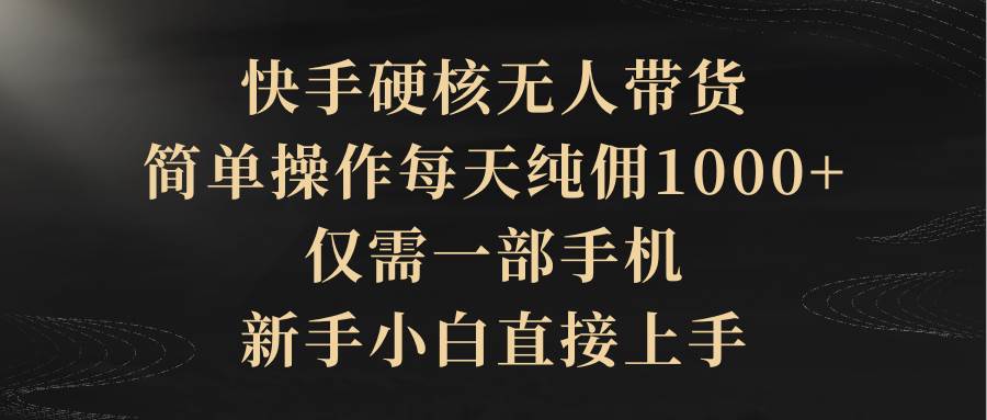 快手硬核无人带货，简单操作每天纯佣1000+,仅需一部手机，新手小白直接上手-布丁源码-专业的网站源码代码分享平台!