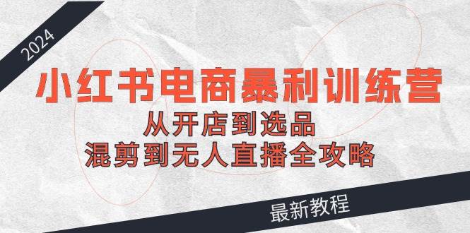2024小红书电商暴利训练营：从开店到选品，混剪到无人直播全攻略-布丁源码-专业的网站源码代码分享平台!