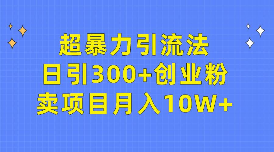 超暴力引流法，日引300+创业粉，卖项目月入10W+-布丁源码-专业的网站源码代码分享平台!