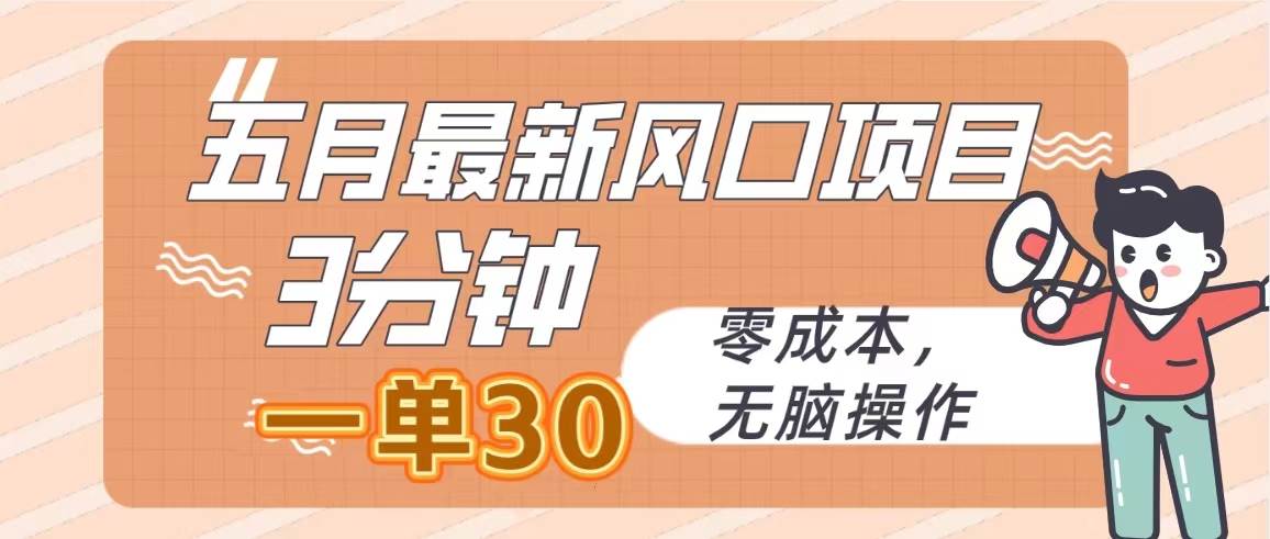五月最新风口项目，3分钟一单30，零成本，无脑操作-布丁源码-专业的网站源码代码分享平台!