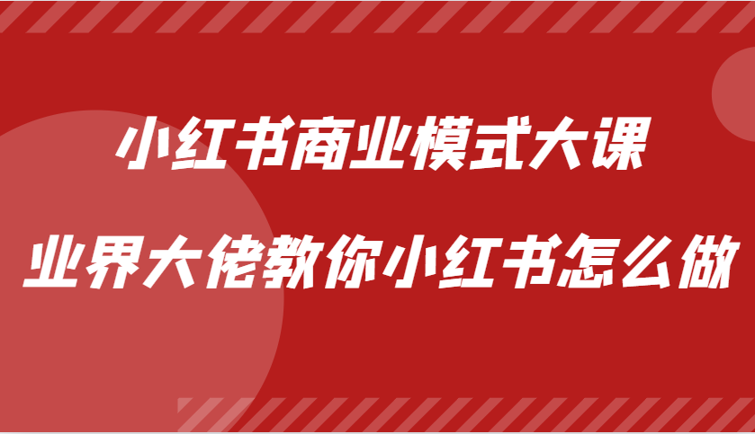 小红书商业模式大课，业界大佬教你小红书怎么做【视频课】-布丁源码-专业的网站源码代码分享平台!